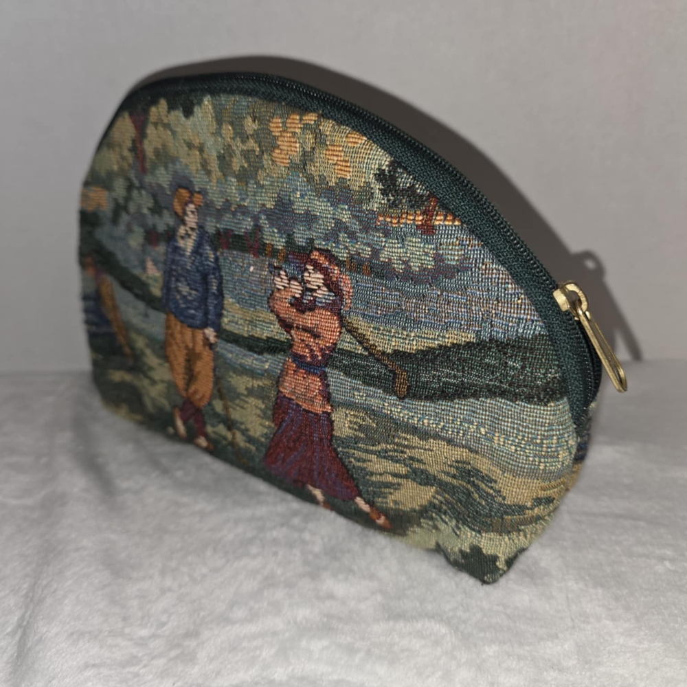 Vintage Tapestry by Holdings Fine Accessories Golf Sport Embroidered Zipper Pouc
